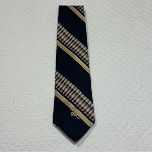 Sakowitz Houston Elegant Navy and Gold Striped Tie